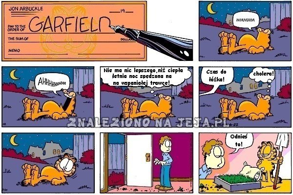 Garfield Lubi Trawę Obrazki Jeja Pl