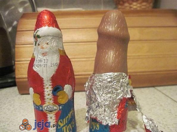 Ciekawy czekoladowy Mikołaj