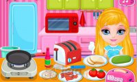 Baby Barbie przygotowuje śniadanie