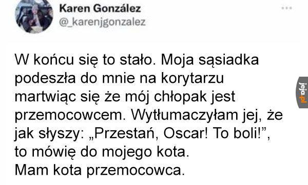 Kot stosuje na mnie przemoc