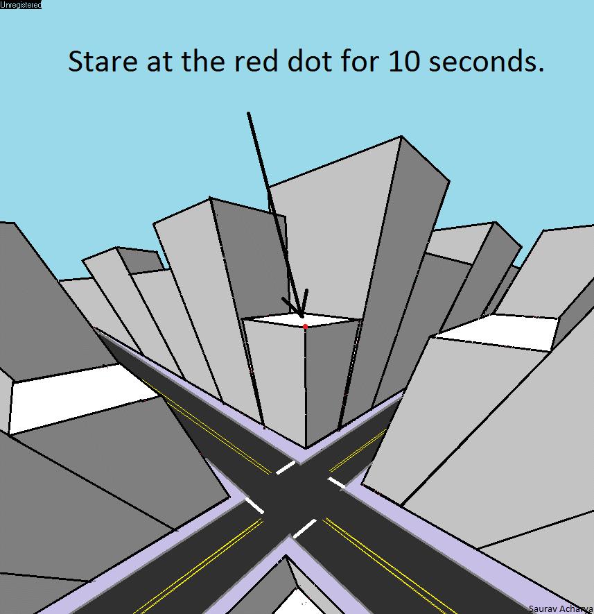 Patrz się na czerwoną kropkę przez 10 sekund