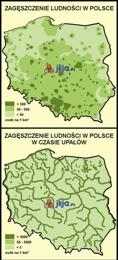 Zagęszczenie ludności w Polsce