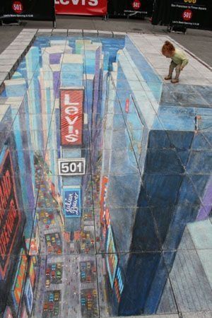 Iluzja na chodniku - miasto