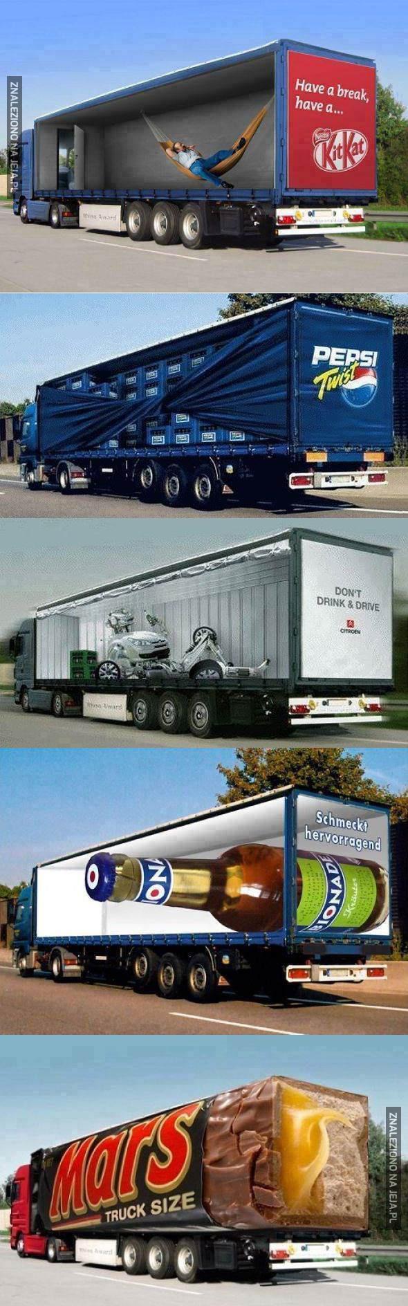 Epickie reklamy na ciężarówkach