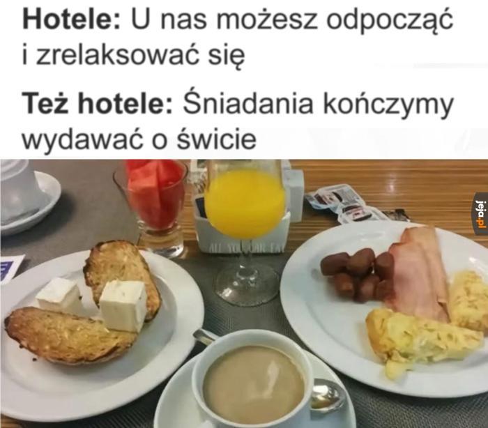 Śniadania hotelowe nie są dla nocnych marków