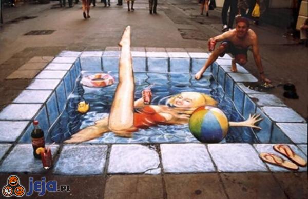 Iluzja na chodniku - basen