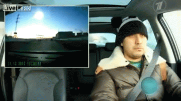 Reakcja rosyjskiego kierowcy na meteoryt w Czelabińsku