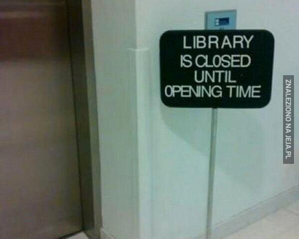 Biblioteka zamknięta do czasu otwarcia