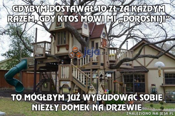 Gdybym dostawał 10 zł za każdym razem, gdy ktoś mówi mi "Dorośnij!"