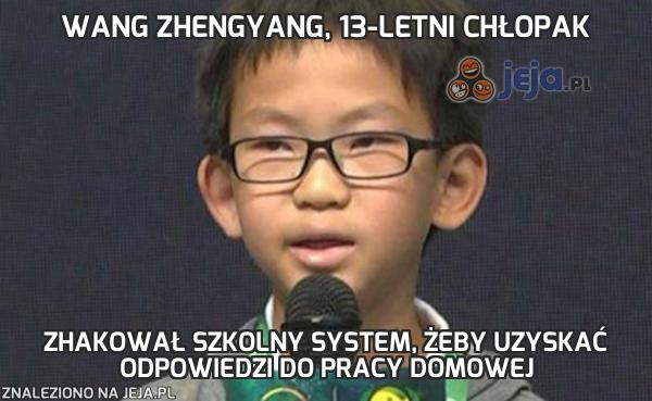 Wang Zhengyang, 13-letni chłopak
