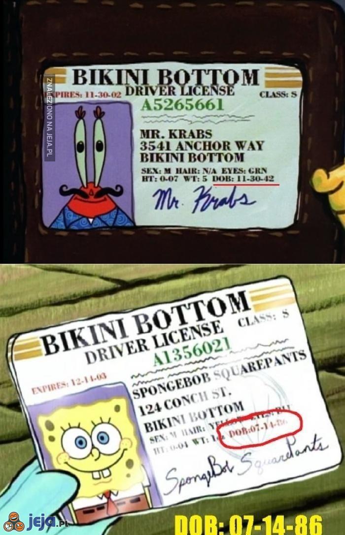 Ile lat mają Spongebob i Pan Krab?