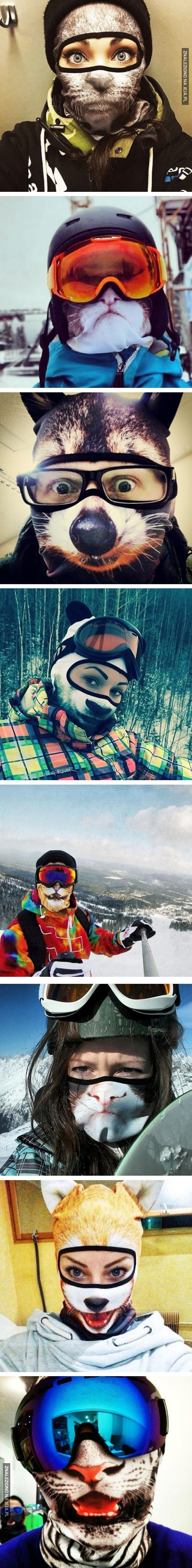 Zwierzęce maski dla narciarzy