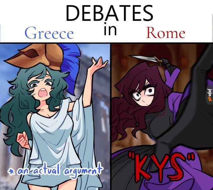 Debaty greckie vs rzymskie