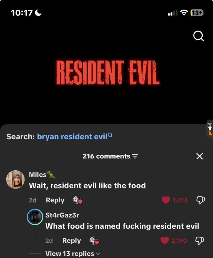 Bałbym się kupić jedzenie nazwane RESIDENT EVIL