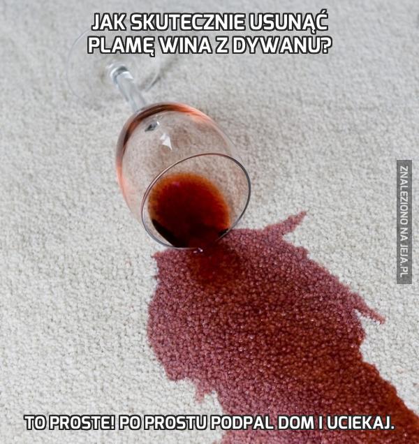 Jak skutecznie usunąć plamę wina z dywanu?