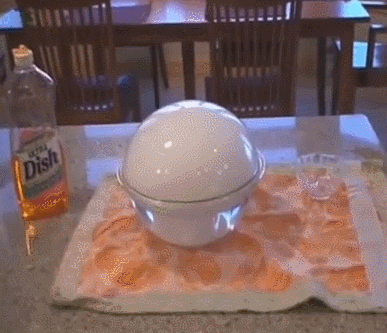 Suchy lód + płyn do mycia naczyń