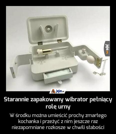 Starannie zapakowany wibrator pełniący rolę urny