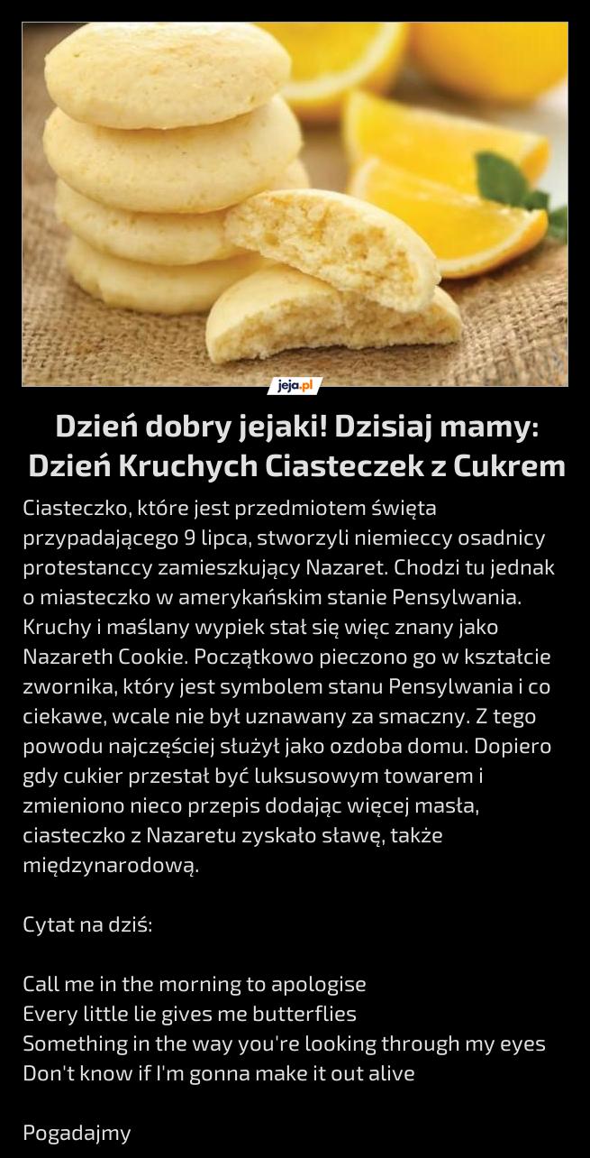 Dzień dobry jejaki! Dzisiaj mamy: Dzień Kruchych Ciasteczek z Cukrem