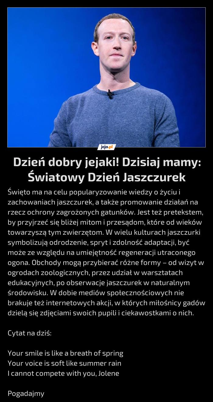Dzień dobry jejaki! Dzisiaj mamy: Światowy Dzień Jaszczurek