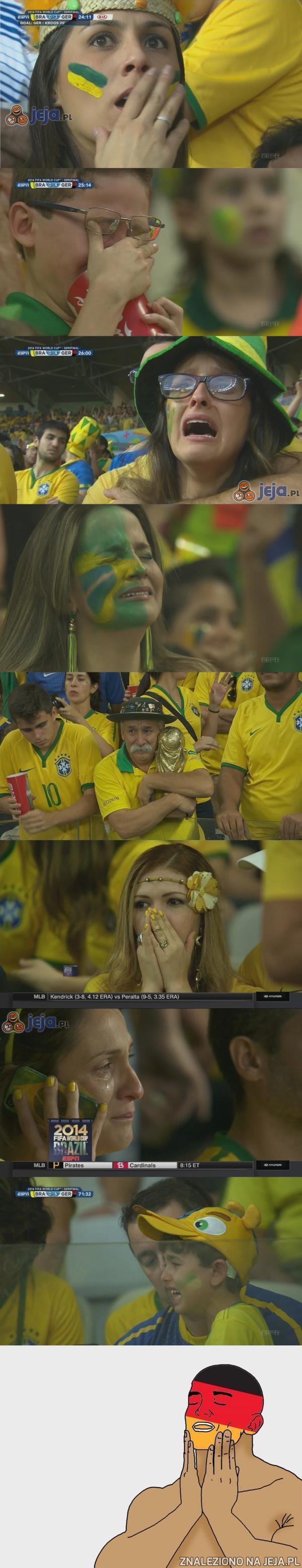 Różne reakcje na przegraną Brazylii...