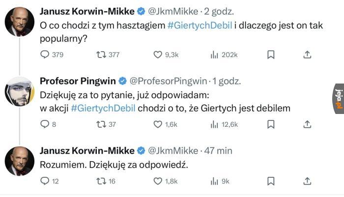 Pan Janusz dziękuje za odpowiedź