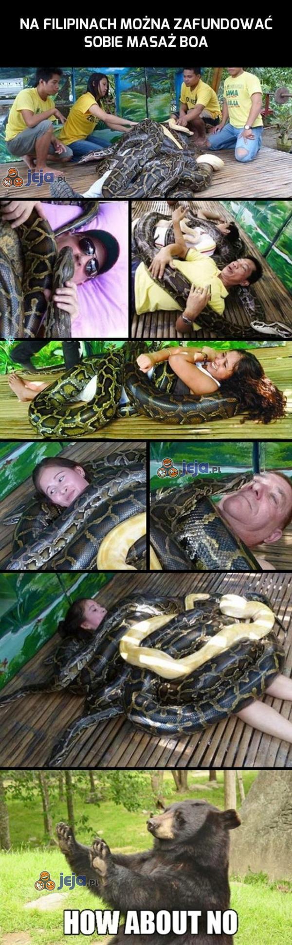 Na Filipinach można zafundować sobie masaż boa