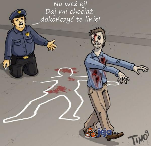 Praca policjantów jest utrudniona podczas apokalipsy zombie