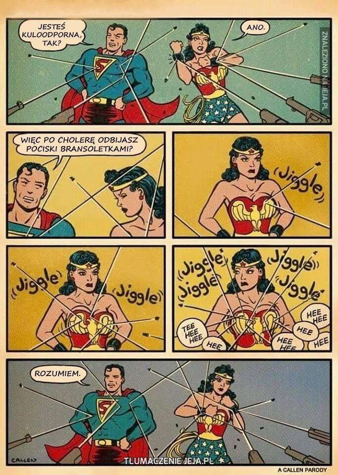 Dlaczego Wonder Woman zasłania się przed pociskami