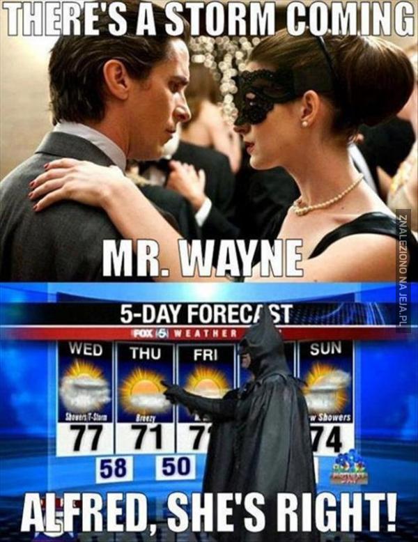 Nadchodzi burza, panie Wayne.