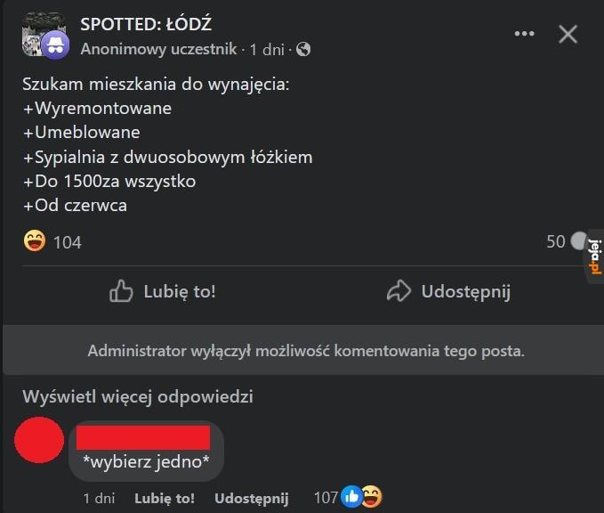 Ja 1000 za pokój płacę xD