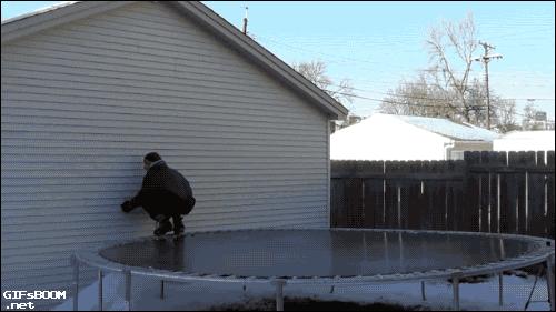Majestatyczny skok na zmrożoną trampolinę