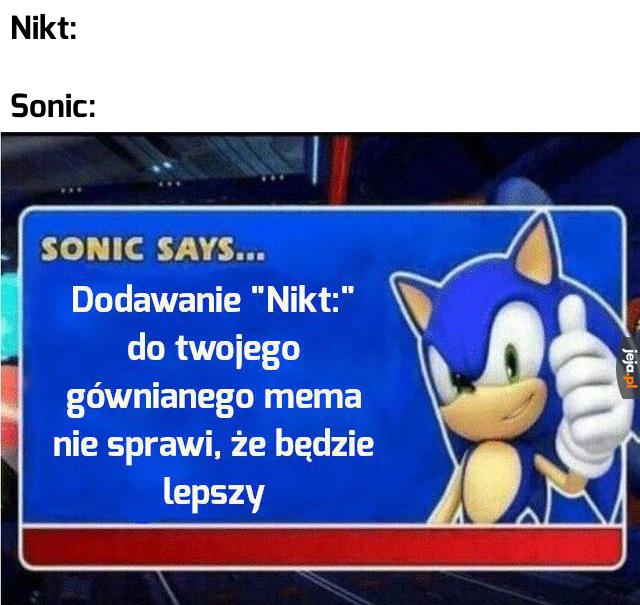 Sonic uczy, Sonic radzi, Sonic nigdy cię nie zdradzi!