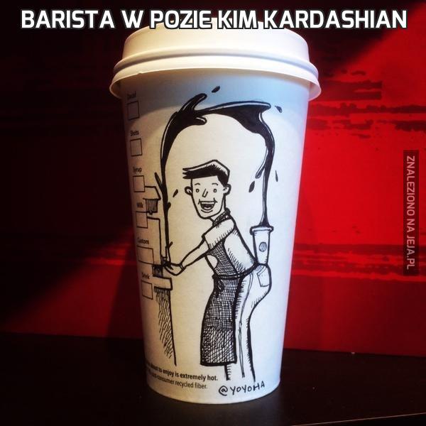 Barista w pozie Kim Kardashian