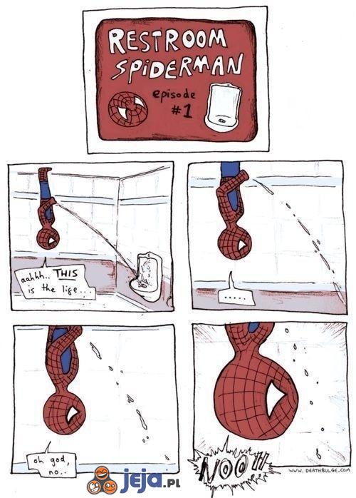 Spiderman i kłopot w toalecie