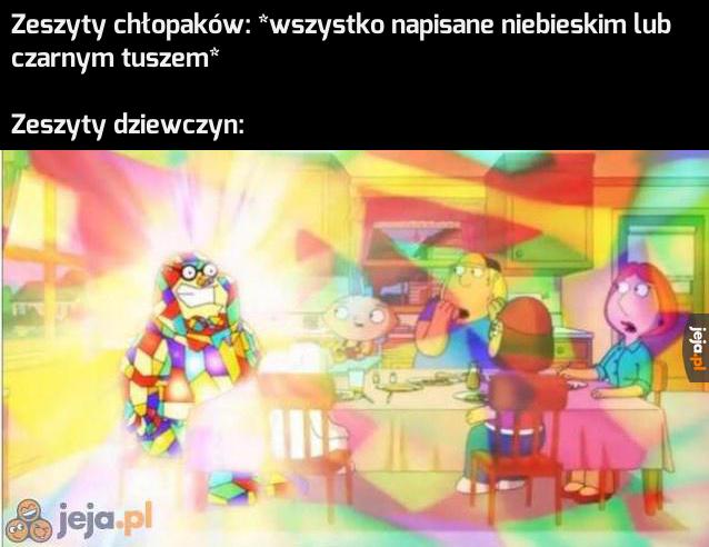 One mają osobny długopis do każdego słowa w zeszycie