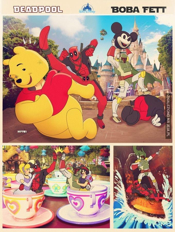 Deadpool i Boba Fett w Disneylandzie