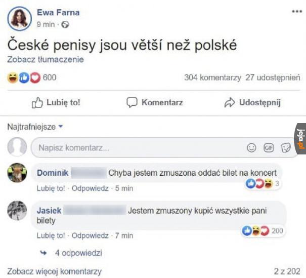 Wczoraj ktoś włamał się Ewie Farnej na Facebooka