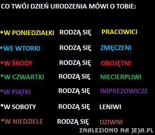 A Ty, którego dnia się urodziłeś ?