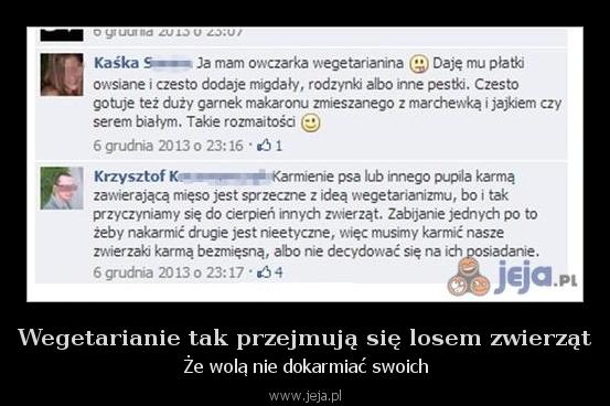 Wegetarianie tak przejmują się losem zwierząt