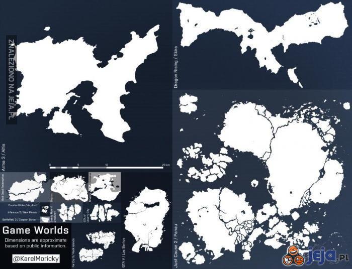 Porównanie rozmiaru mapy w różnych grach