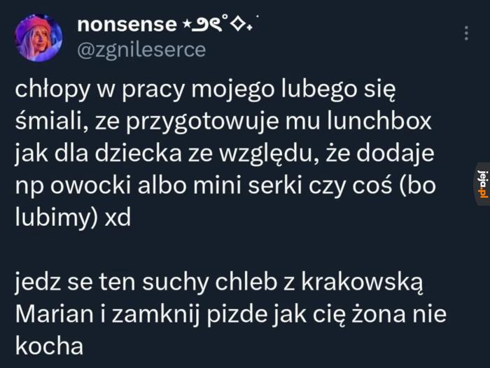 Ja tam wolałbym dostawać fajne śniadanko
