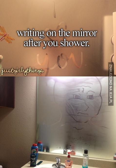 Rysunki na lustrze po kąpieli