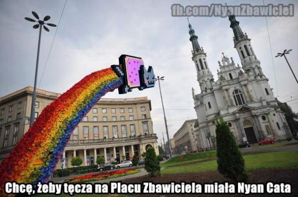 Ulepszona tęcza na Placu Zbawiciela