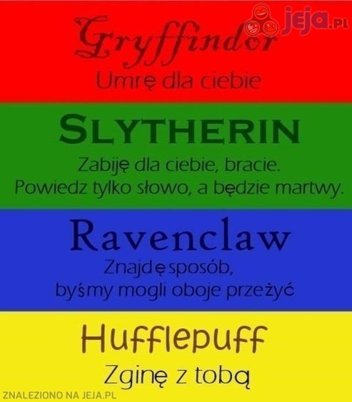 Co zrobią osoby z różnych domów Hogwartu