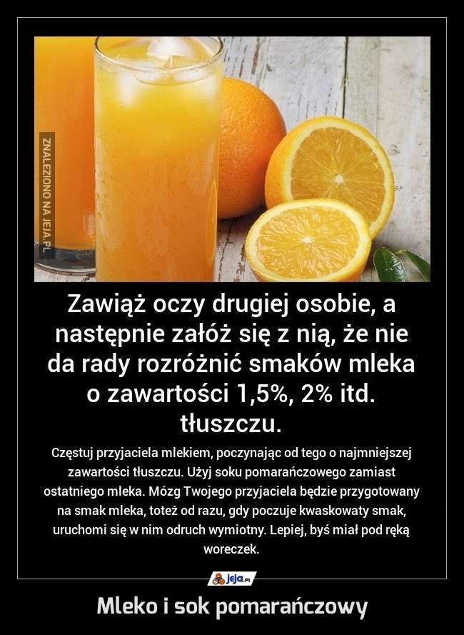 Mleko i sok pomarańczowy