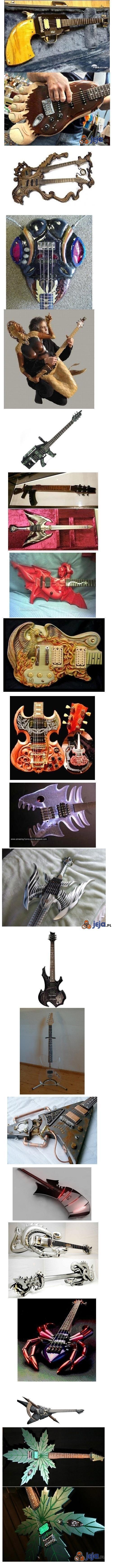 Pomysłowo ozdobione gitary