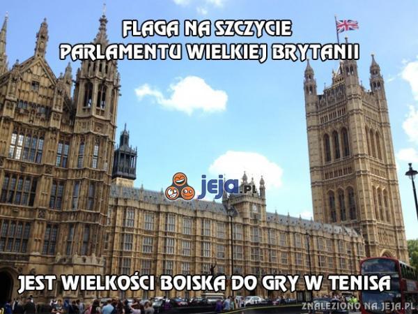 Flaga na szczycie parlamentu Wielkiej Brytanii