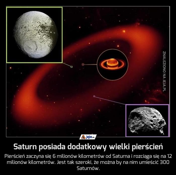 Saturn posiada dodatkowy wielki pierścień