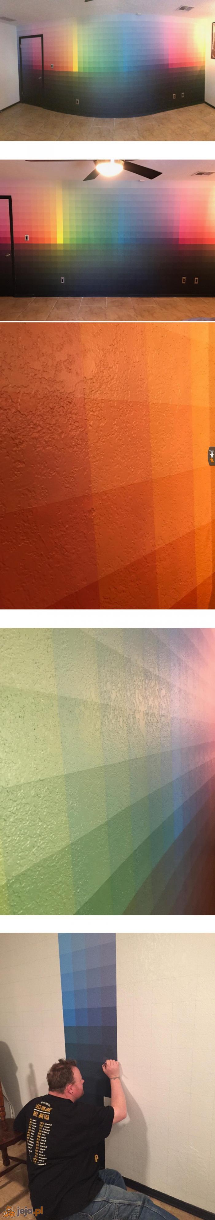 Ściana pomalowana na wszystkie możliwe kolory