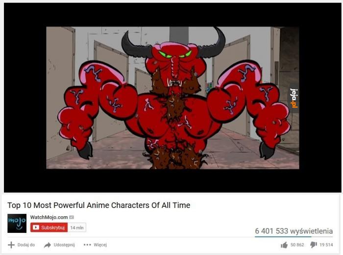 Top 10 najsilniejszych postaci z anime